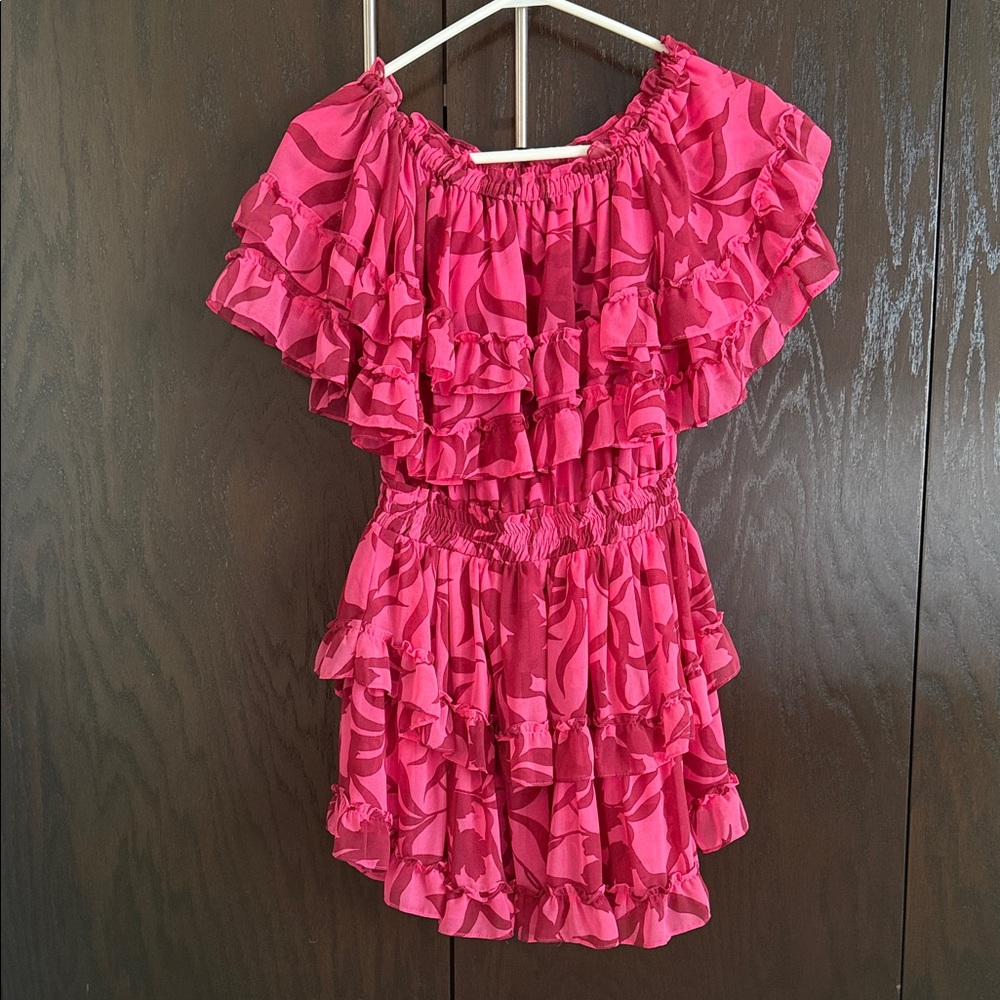 Misa Los Angeles Fuchsia Ruffled Dress